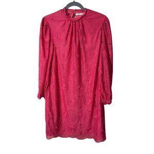 Trina Turk Hot Pink Textured Shift Dress With Circle Design & Keyhole Back size